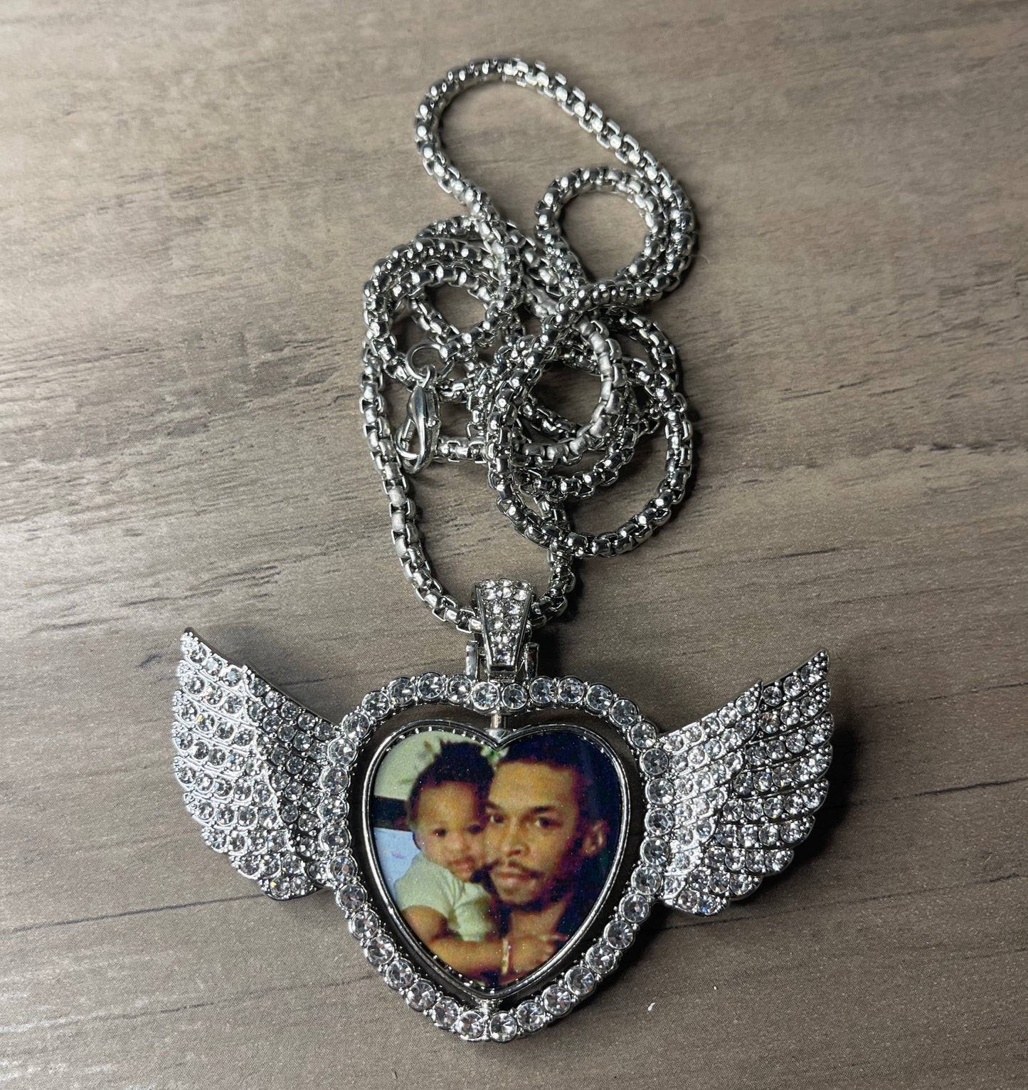 Personalized Heart Wing Necklaces 30mm (double sided)