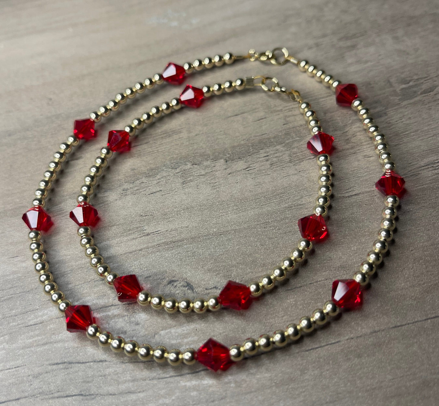 Forever Gold Swarovski Crystal Anklet and Bracelet Set