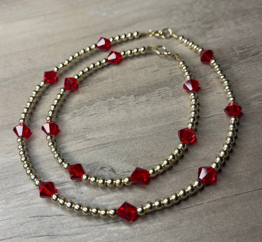 Forever Gold Swarovski Crystal Anklet and Bracelet Set