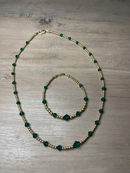 Forever Gold Swarovski Crystal 16" Necklace & Bracelet Set
