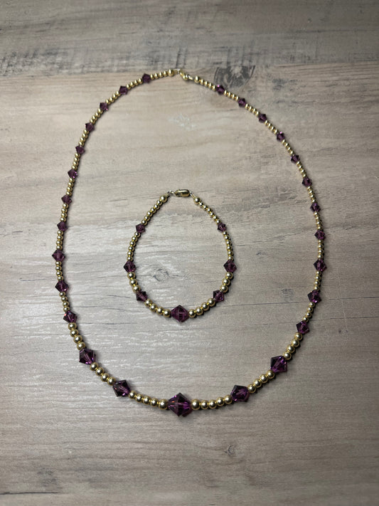 Forever Gold Swarovski Crystal 18" Necklace & Bracelet Set