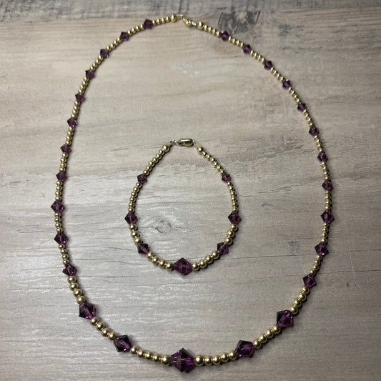 Forever Gold Swarovski Crystal 20" Necklace & Bracelet Set