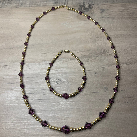 Forever Gold Swarovski Crystal 20" Necklace & Bracelet Set