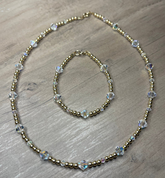 Forever Gold Swarovski Crystal Kids Necklace & Bracelet Set