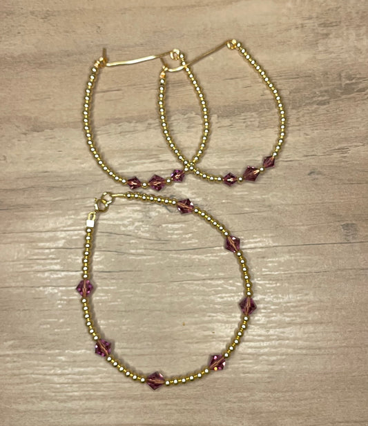 Forever Gold Swarovski Crystal Bracelet & Earring Set