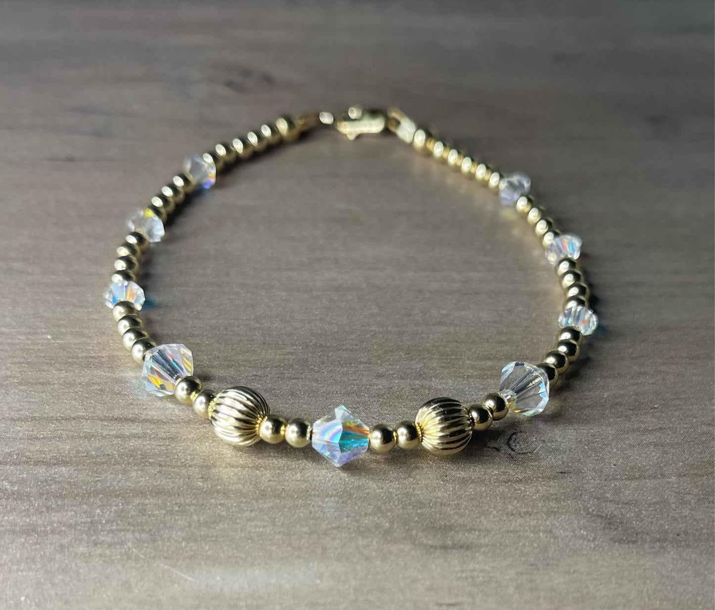 Forever Gold Fancy Twist and Swarovski Anklet