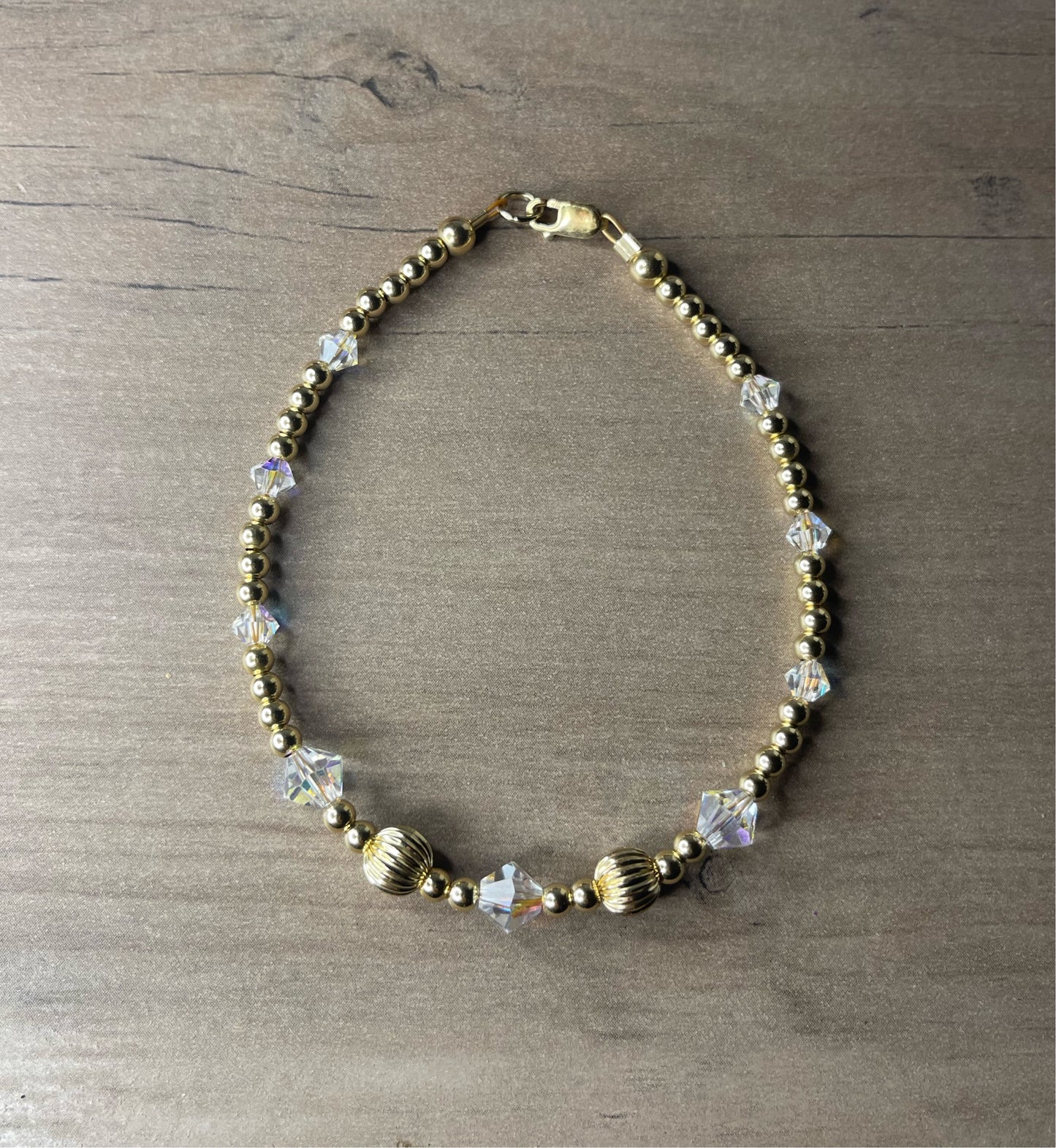 Forever Gold Fancy Twist and Swarovski Anklet