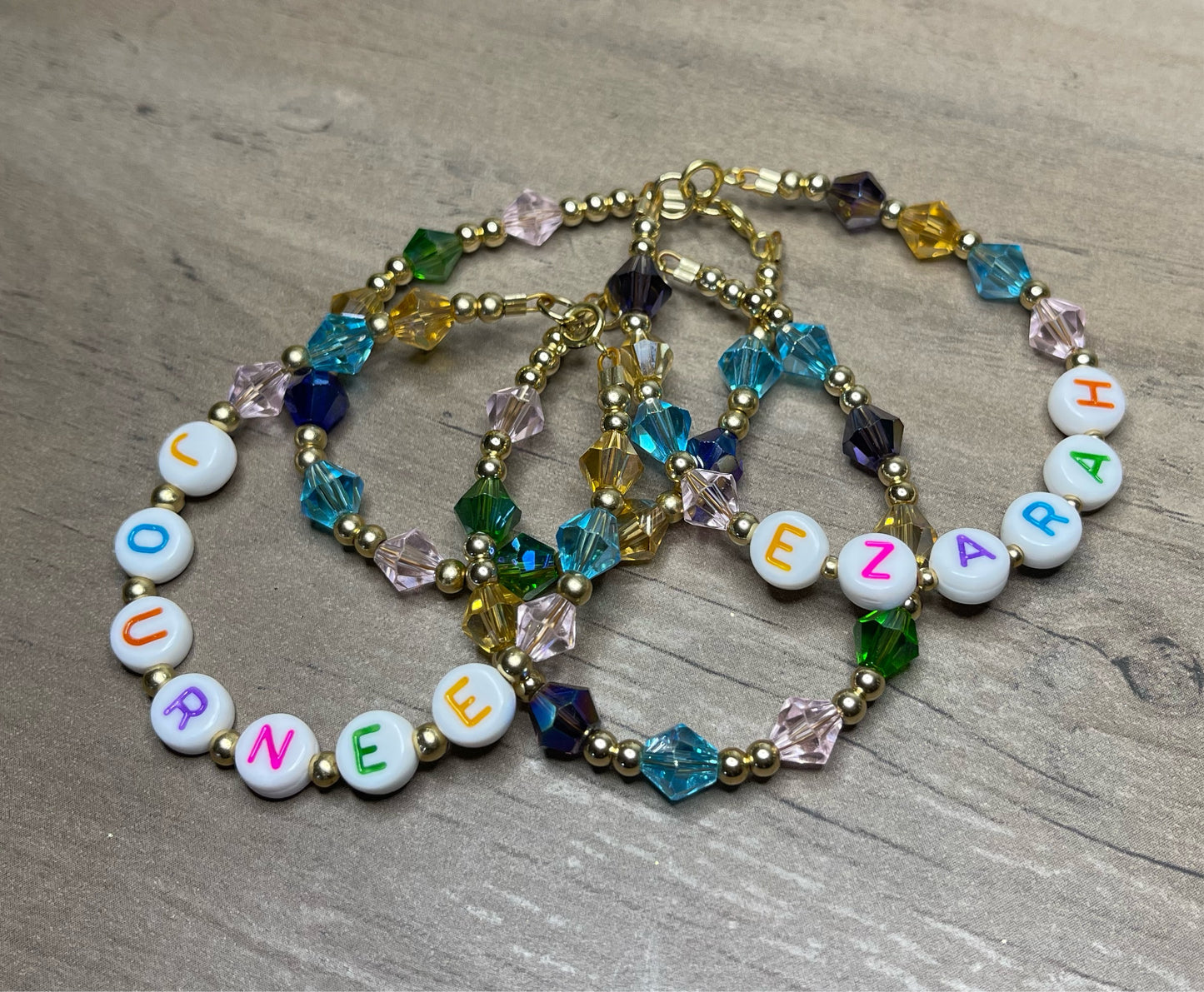 Forever Gold Colorful Kids Name Bracelet
