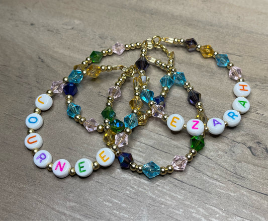Forever Gold Colorful Kids Name Bracelet