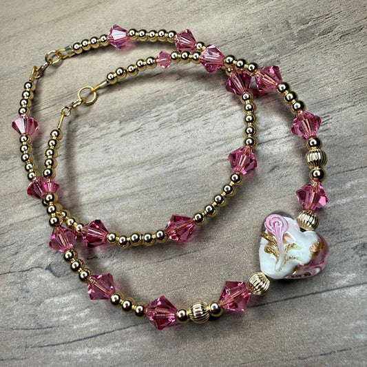 Pink Rose Heart Set