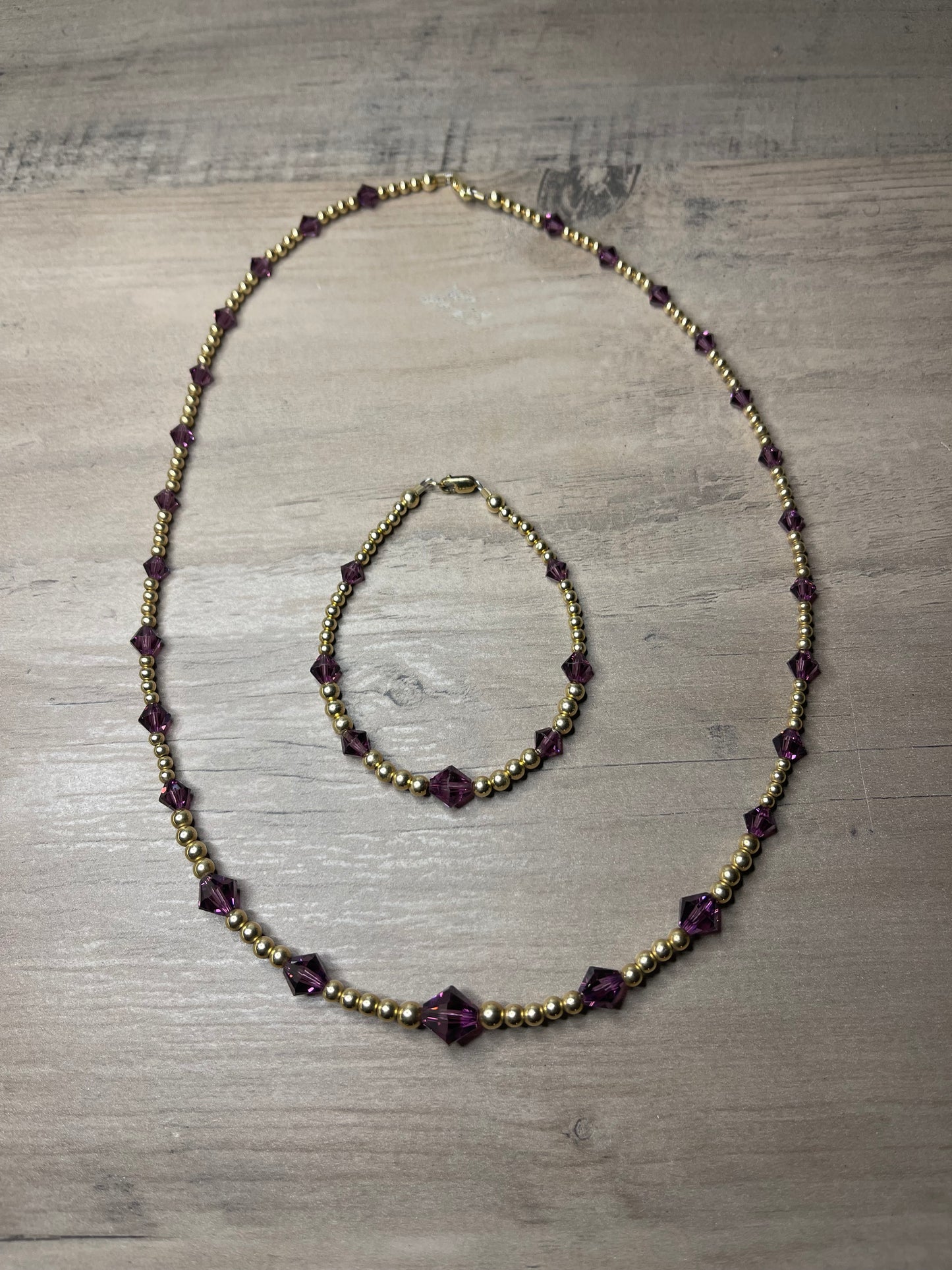 Forever Gold Swarovski Crystal 18" Necklace & Bracelet Set
