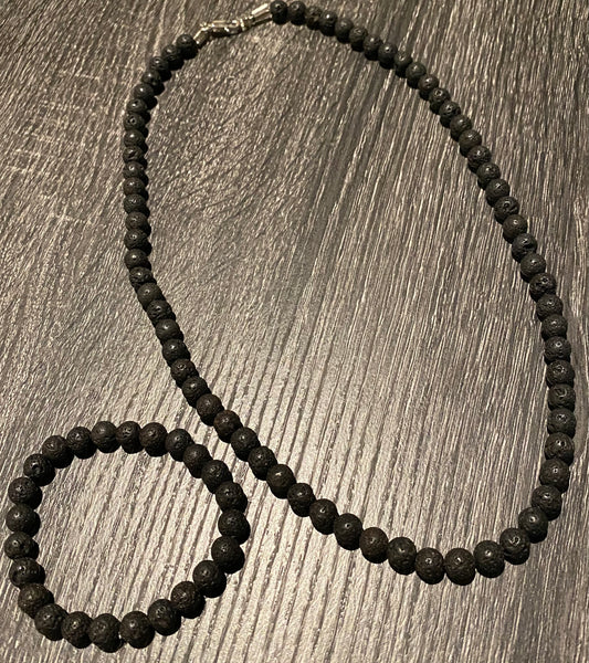Black lava Bracelet & necklace set